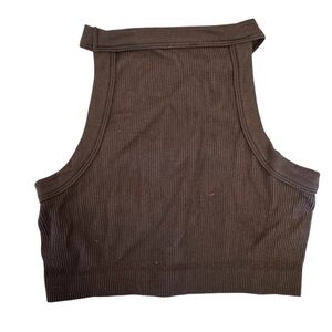 Cotton On Brown Ribbed Crop Tank Top